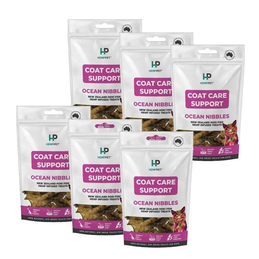Hemp Pet Coat Care Support Treats for Cats - 6 Pack