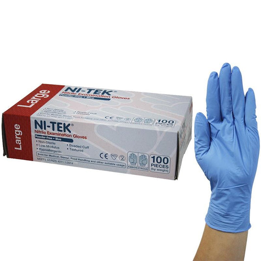 NI-TEK Nitrile Powder Free Gloves - Large Size (100 Pieces/Box)