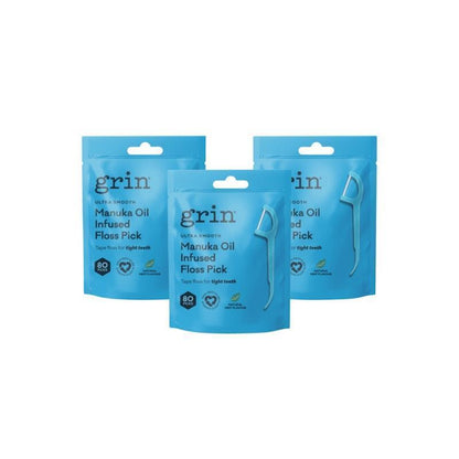 Grin Ultra Smooth Floss Picks 80-Pack Bag x3 Bundle