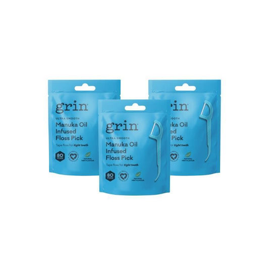 Grin Ultra Smooth Floss Picks 80-Pack Bag x3 Bundle