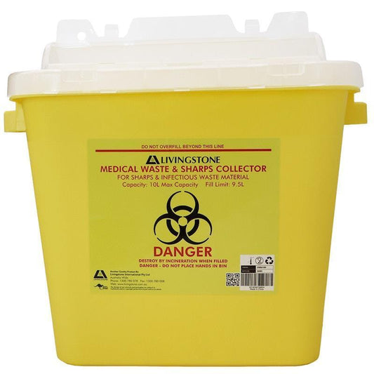 Livingstone 10L Sharps Waste Collector - Safe & Convenient Disposal