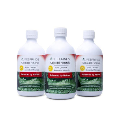 LifeSPRINGS 3x Colloidal Plant Derived Minerals 500ml Bundle - Natural Mineral Supplement