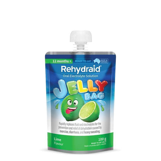 Rehydraid Electrolyte Jelly Bags Lime 24x100g - Refreshing Hydration for Kids