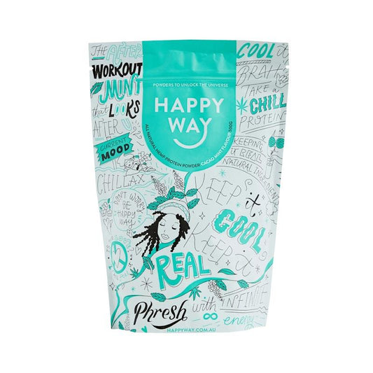 Happy Way Cacao Mint Hemp Vegan Protein Powder 500g - Plant-Based Power