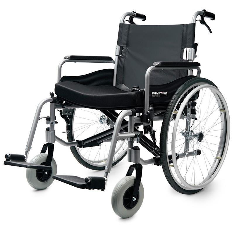 Equipmed Comfortline Extra-Wide Folding Wheelchair - Black
