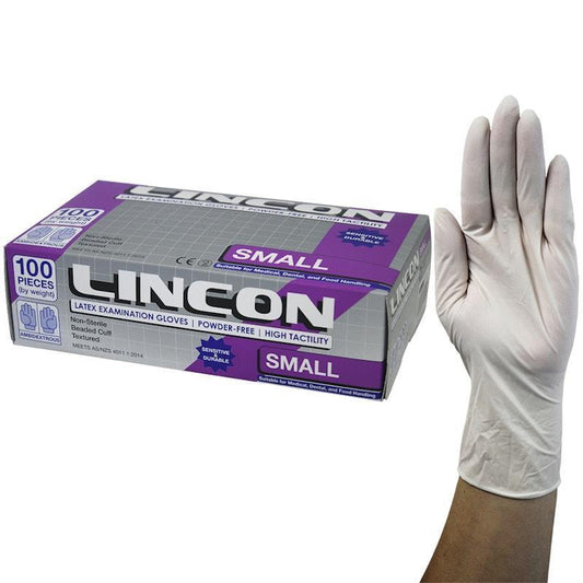 Lincon Biodegradable Latex Examination Gloves AS NZ Powder Free Small - 100 Pieces-Auzzi Store