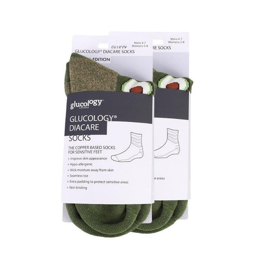 Glucology Copper-Based Socks | 2 Pairs Large - Avocado