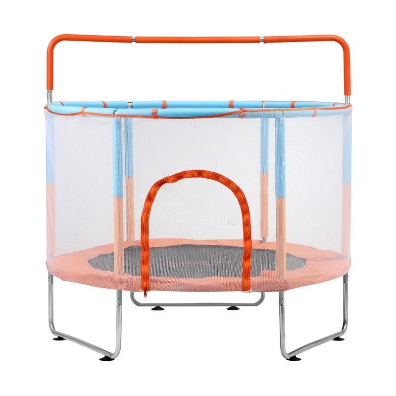 Mazam 60 Inch Kids Trampoline with Enclosure Safety Net and Horizontal Bar - Orange-Auzzi Store