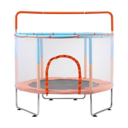 Mazam 60 Inch Kids Trampoline with Enclosure Safety Net and Horizontal Bar - Orange-Auzzi Store