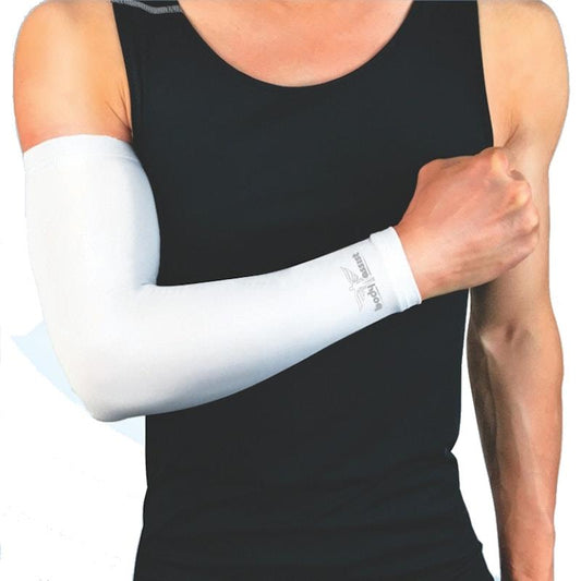 BodyAssist Compression Arm Sleeve White LARGE (2 PACK) Bundle - Auzzistore