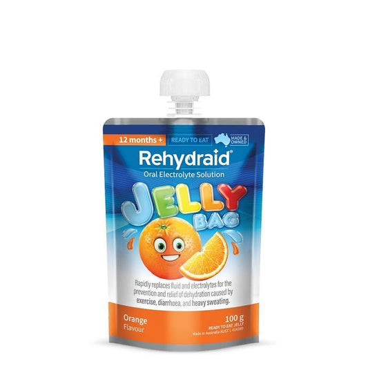 Rehydraid Electrolyte Jelly Bags Orange 24x100g - Zesty Hydration for Kids