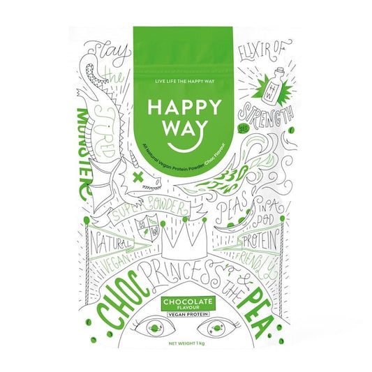 Happy Way Choc Pea Princess Vegan Protein Powder 1kg - Plant-Based Delight