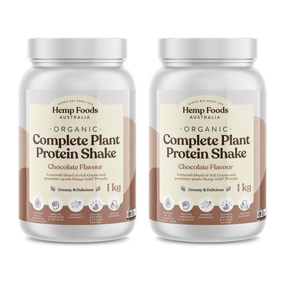 Hemp Foods Australia Complete Plant Protein Shake - Chocolate Bundle 1kg Tubs Twin Pack