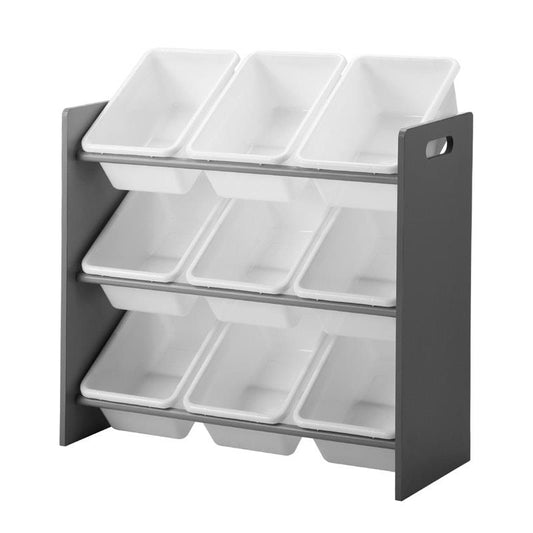 Oikiture Kids Storage Organizer with 9 Bins - White & Grey-Auzzi Store