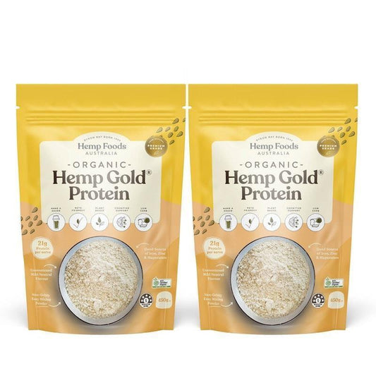 Hemp Foods Australia Organic Hemp Gold Protein Powder - 450g Twin Pack - Auzzistore