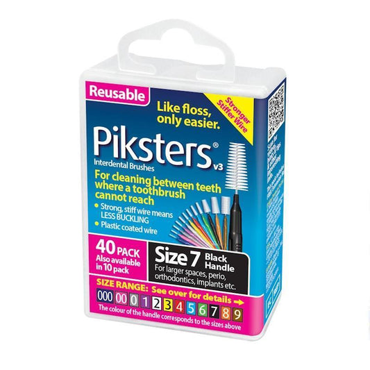 Piksters® Interdental Brushes Black Size 7 - 40 Pack for Superior Oral Hygiene