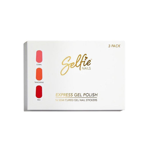 Selfie Nails Express Gel Polish Mixed Pack - Coral, Tangerine & Red-Auzzi Store