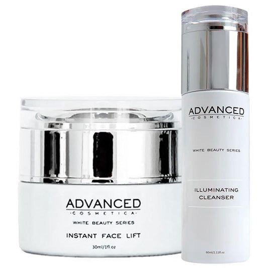 Advanced Cosmetica White Beauty Series Natural Illuminating Cleanser & Instant Face Lift Treatment Bundle