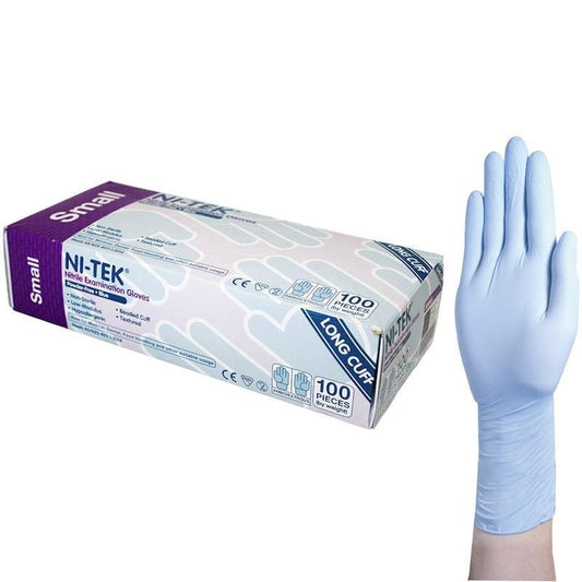 NI-TEK Nitrile Examination Gloves Long Cuff AS NZ Powder Free Small - 100 Pieces-Auzzi Store
