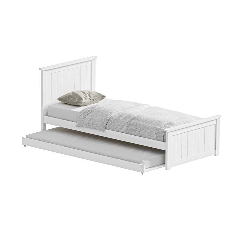 Oikiture Trundle Bed Frame Single Size - Space-Saving Wooden Daybed in White