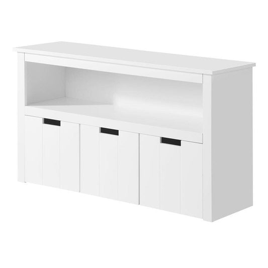 Oikiture Wooden Kids Toy Storage Cabinet with Portable Storage Box - White