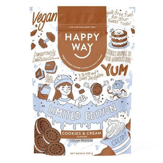 Happy Way Cookies & Cream Vegan Protein Powder 500g-Auzzi Store