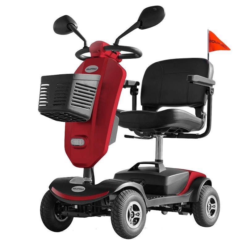Equipmed Pathline Mid-Sized Electric Mobility Scooter for Elderly - Red