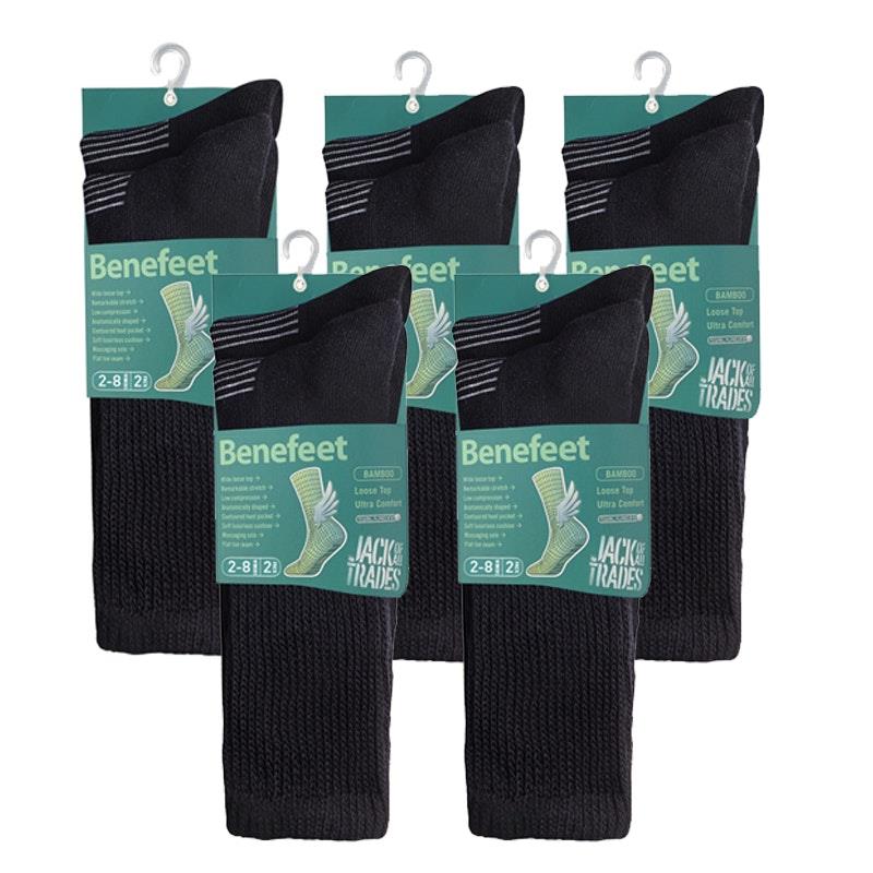 Benefeet 10 Pairs of Women's Bamboo Socks - Black Size 2-8 - Ultimate Comfort-Auzzi Store