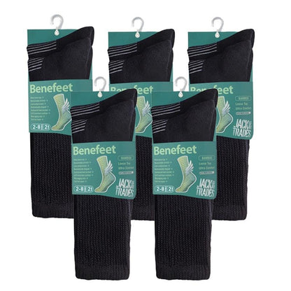 Benefeet 10 Pairs of Women's Bamboo Socks - Black Size 2-8 - Ultimate Comfort-Auzzi Store