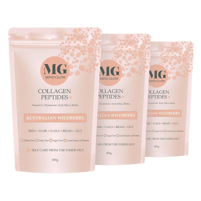 Mind Glow Australian Wildberry Collagen Peptides+ 450g Trio Pack-Auzzi Store
