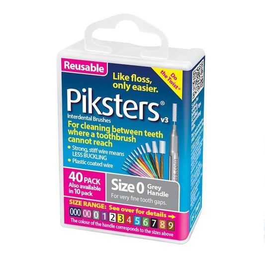 Piksters Interdental Brushes Grey Size 0 40pk - Effective Plaque Removal