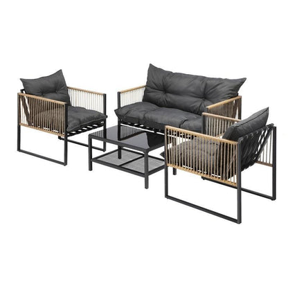 Livsip 4-Piece Outdoor Furniture Set - Garden Patio Lounge Sofa Table Chairs