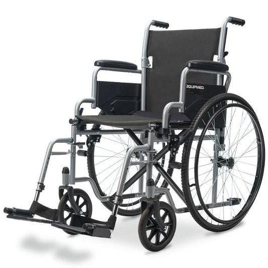 Equipmed 24 Inch Folding Wheelchair with Park Brakes - Grey
