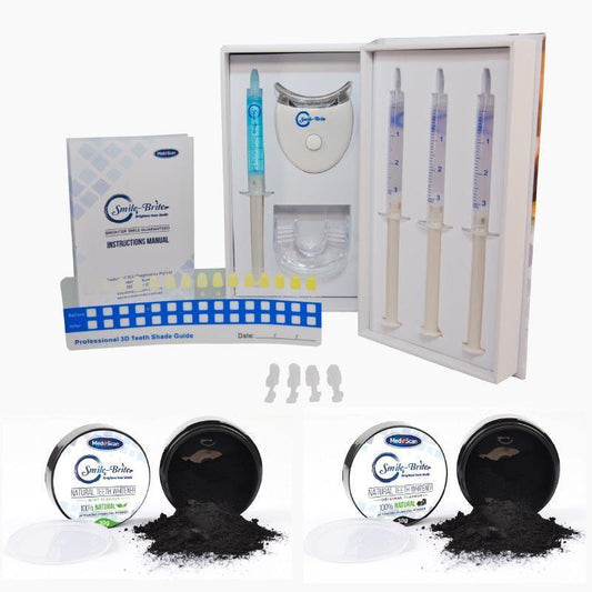 MedeScan Smile-Bright Teeth Whitening System with Bonus Charcoal Powders Bundle - Radiant Smile at Home