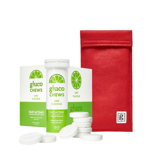 Glucology 2 Pen Cooling Pouch + 6 Fast Acting Glucochews - Lime
