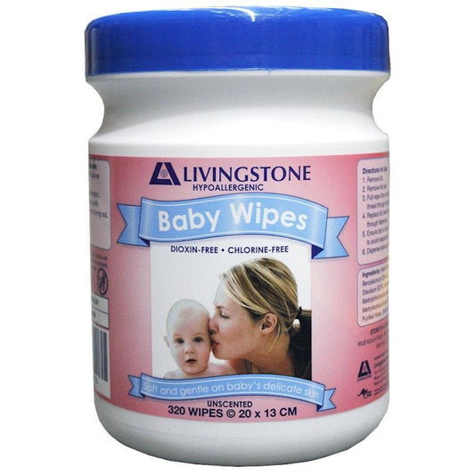 Livingstone Baby Wipes - Mild Scent (320 Pieces/Tub, 20 x 13 cm)-Auzzi Store