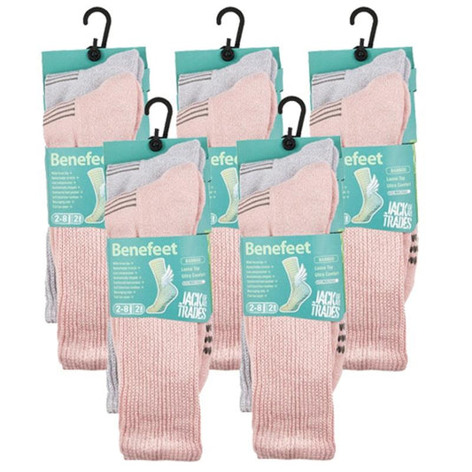 Benefeet 10 Pairs of Women's Bamboo Comfort Socks - Twisted Pink Size 2-8-Auzzi Store