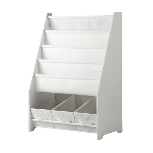 Oikiture Kids Bookshelf & Toy Storage Box - Organiser Display Shelf in White