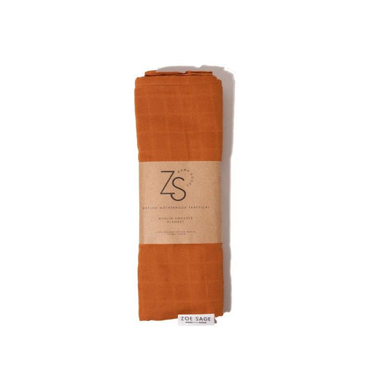 Zoe Sage Organic Muslin Swaddle Wrap Savannah Rust 1pc