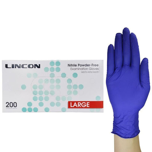 Lincon Nitrile Examination Gloves - ASTM Powder Free - Large - 200 Pieces/Box