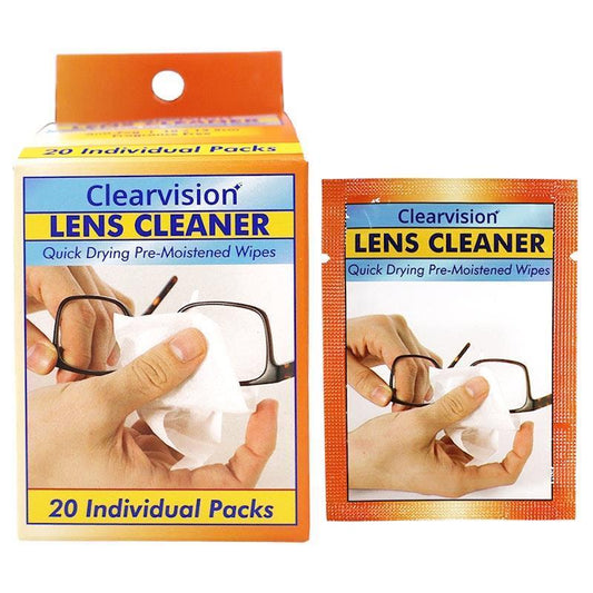Clearvision Lens Cleaner Wipes - 10 x 13.5cm, 20 Pieces/Box