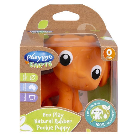 Playgro Eco Play Natural Rubber Pooky Puppy - Orange-Auzzi Store