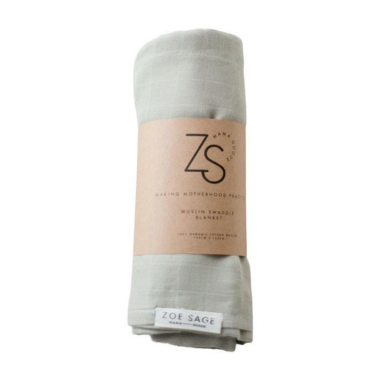 Zoe Sage Organic Muslin Swaddle Wrap - Sage Green (1pc)