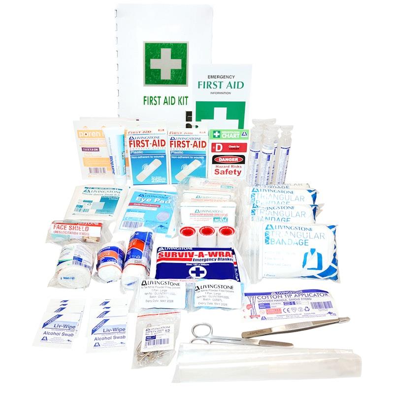 Livingstone Class B First Aid Kit - Wall Mountable Metal Case Bundle