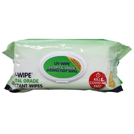 Liv-Wipe Hospital Grade Sanitiser Disinfectant Wipes - 22 x 28cm (200 Pack)