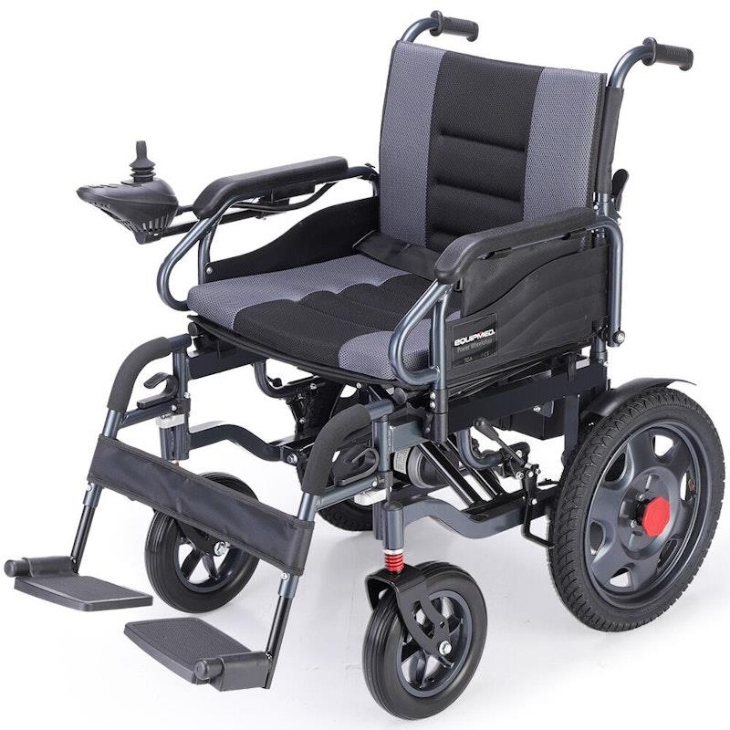 Equipmed PowerCruise LongRange Electric Folding Wheelchair - Grey & Black