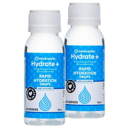 Mineralyte Hydrate+ Rapid Hydration Drops - Unflavoured 50ml (50 Serves) - Electrolyte Boost