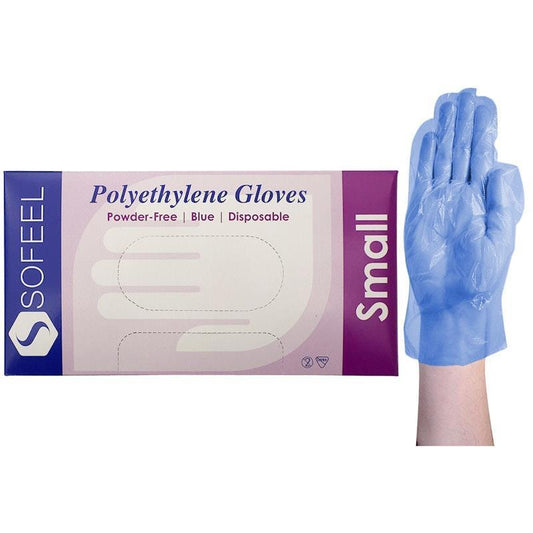 Sofeel Disposable Polyethylene Gloves - Powder Free, Latex Free, Small (500 Pieces/Box)