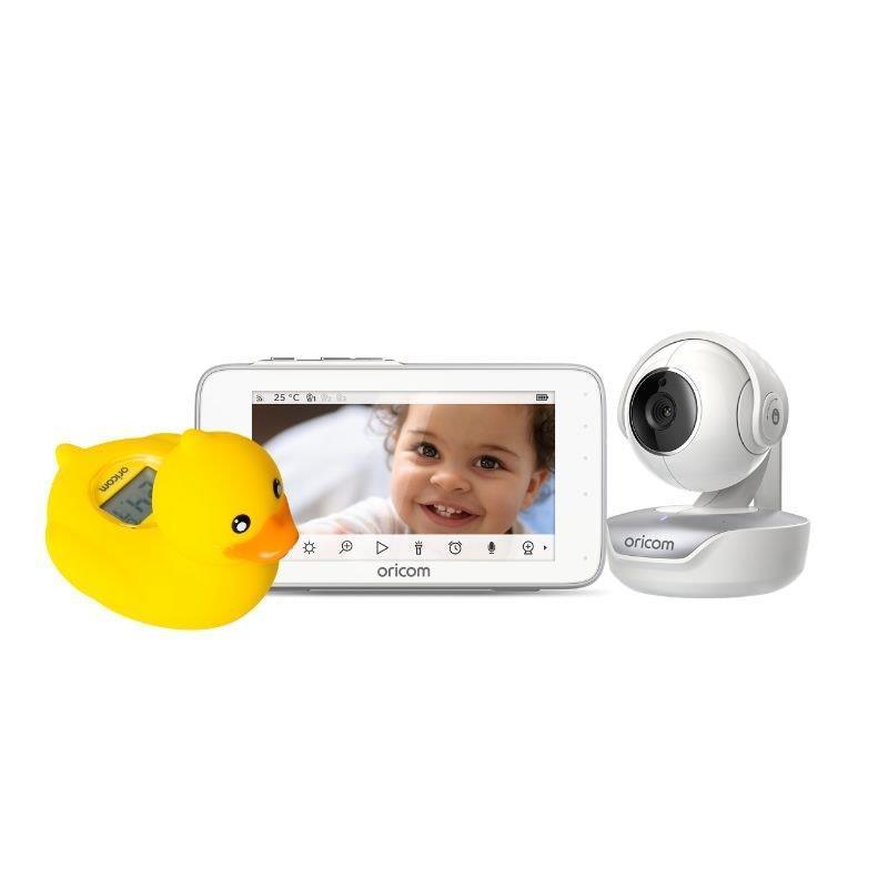 Oricom 5” Smart HD Touchscreen Premium Nursery Baby Monitor & Duck Digital Bath Room Thermometer Bundle-Auzzi Store