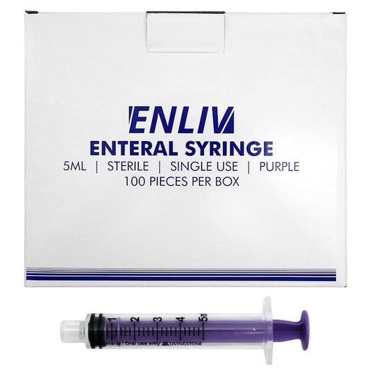 Enliv Enteral Syringe Sterile 5mL - 100 Pieces/Box for Safe Feeding-Auzzi Store